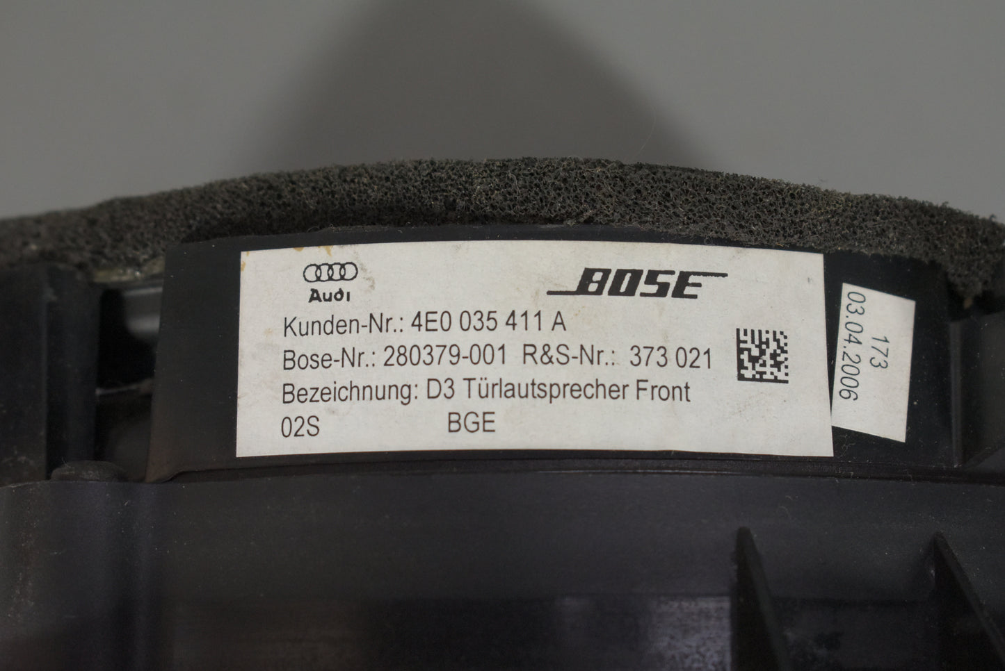 Audi A8 D3 4E BOSE Türlautsprecher Lautsprecher 4E0035411A